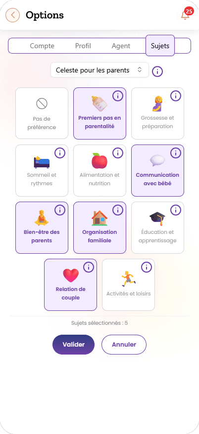 Aperçu de Celeste pour les futurs parents